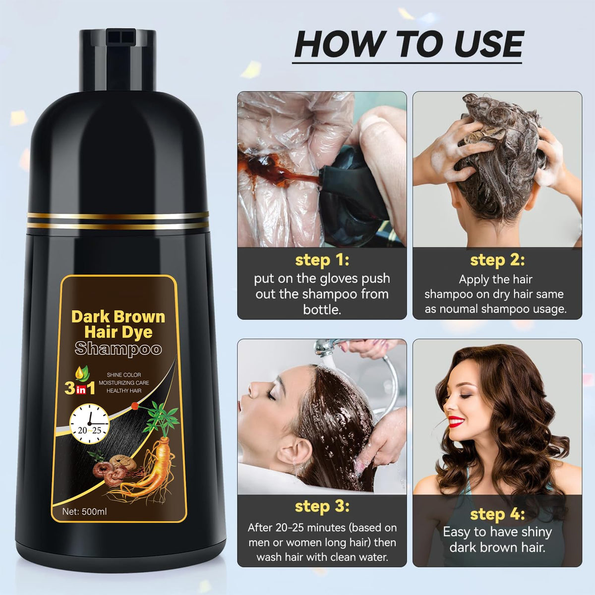 YOURTONE before and after gray coverage on hair, illustrates visible improvement