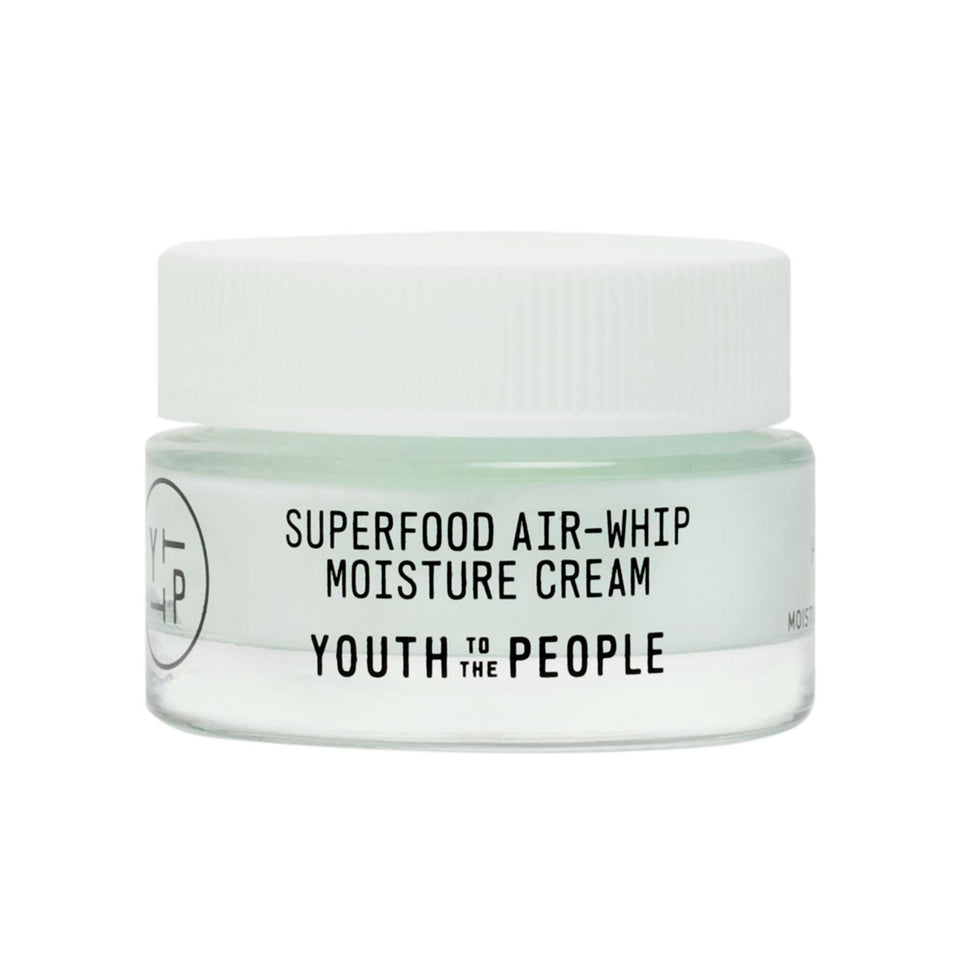 Youth To The People front jar showing compact travel-friendly moisturizer
