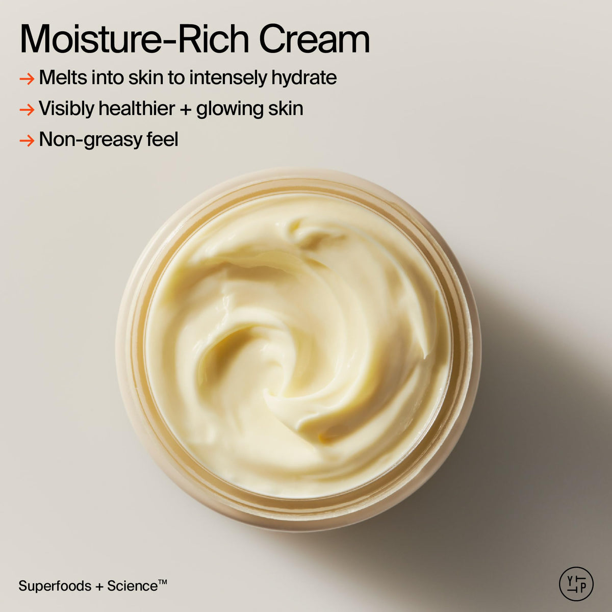 Youth To The People cream on palm being smeared to hydrate skin quickly