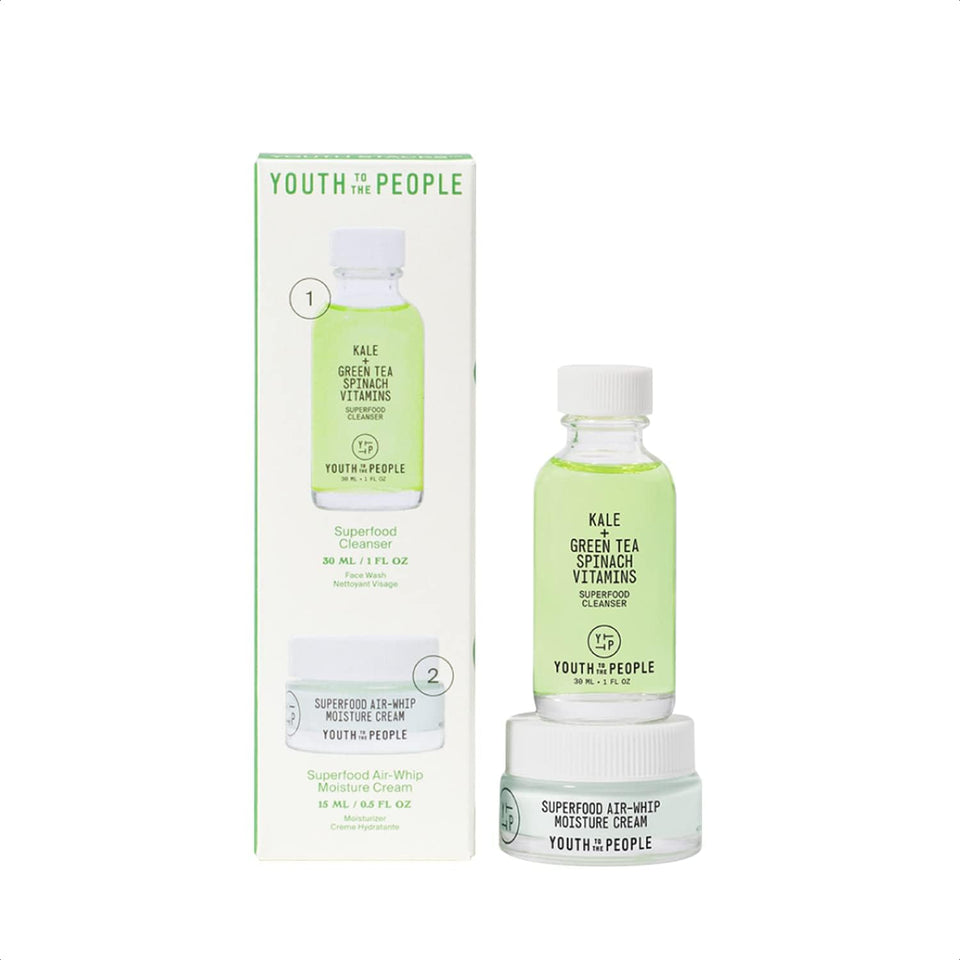 Youth To The People front packaging shows travel duo and convenience
