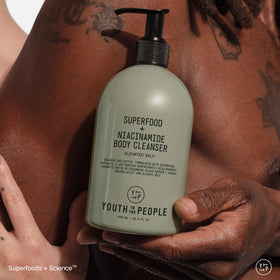 Youth To The People in-shower lifestyle scene, evokes uplifting scented shower experience
