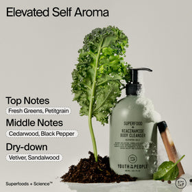 Youth To The People ingredient label close-up, points out niacinamide and Sodium PCA