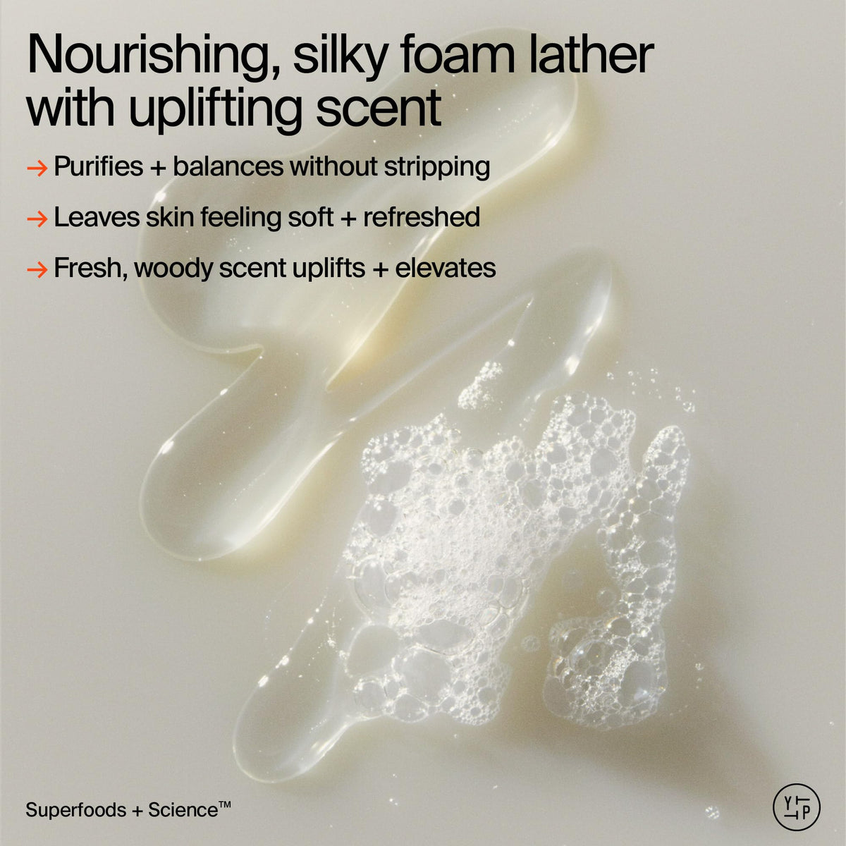 Youth To The People pump dispensing foamy lather, demonstrates gentle cleansing action