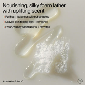 Youth To The People pump dispensing foamy lather, demonstrates gentle cleansing action