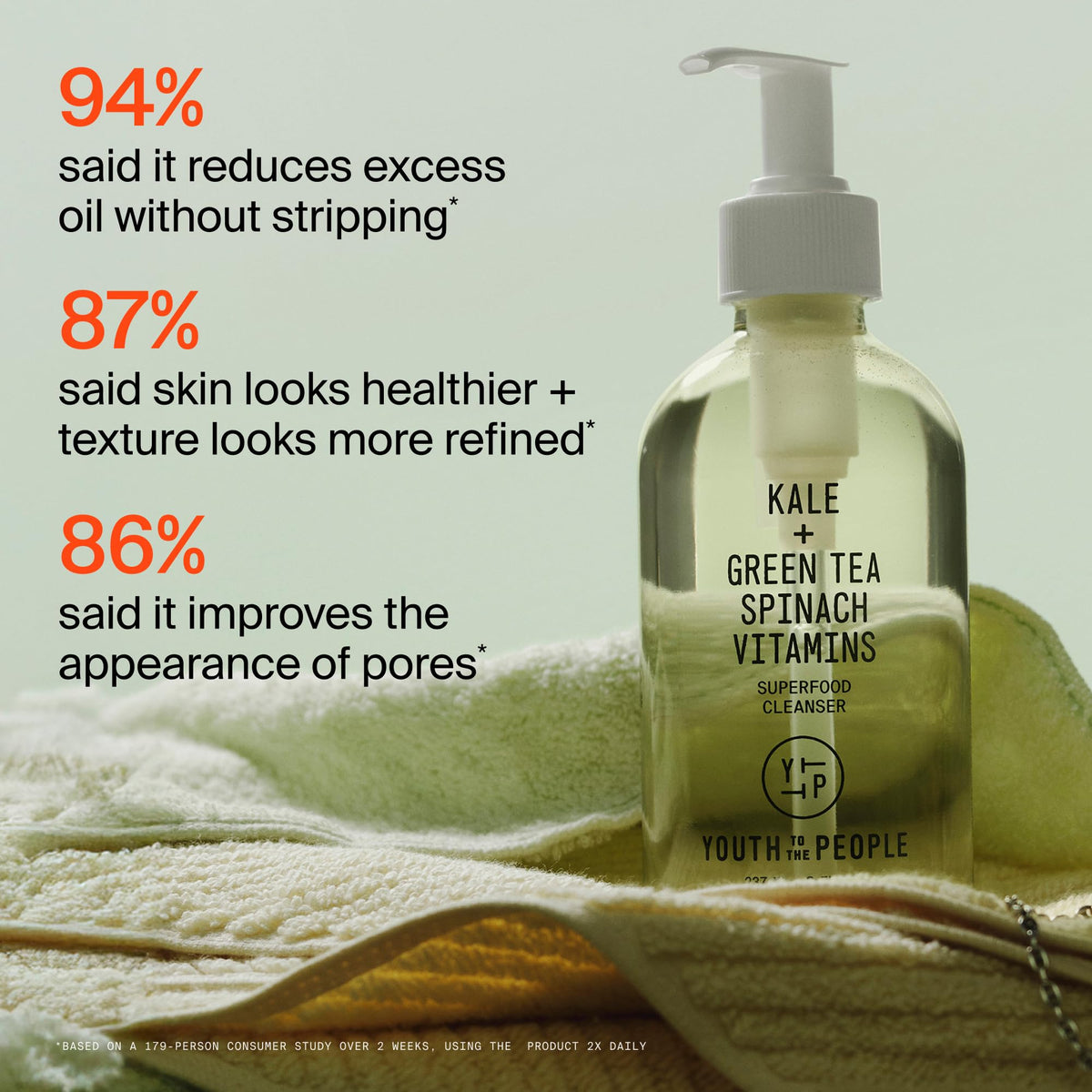 Youth To The People 8 fl oz bottle size comparison showing travel-ready scale