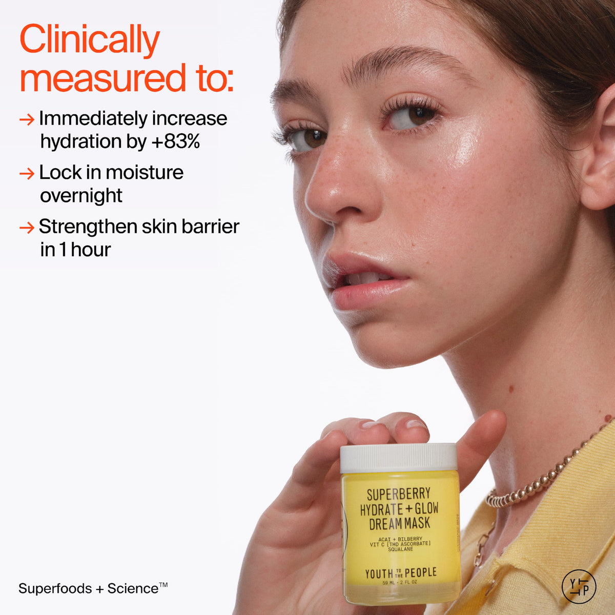 Youth To The People applying mask on hand for overnight hydration