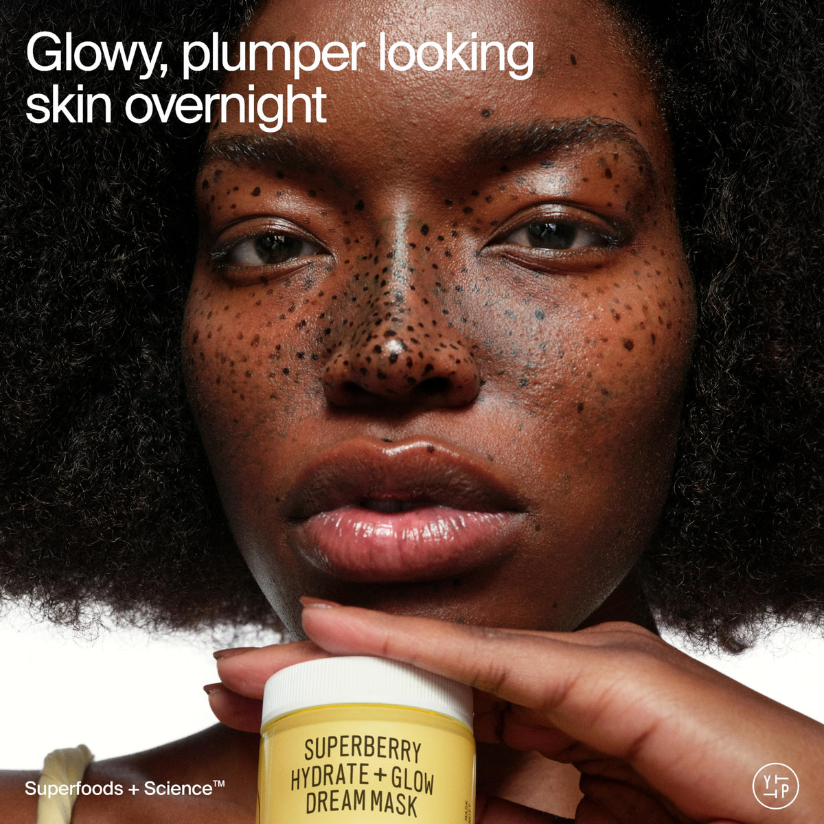 Youth To The People open jar displaying smooth mask for glow