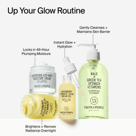 Youth To The People on bathroom shelf styled to show clean-formula aesthetic benefit