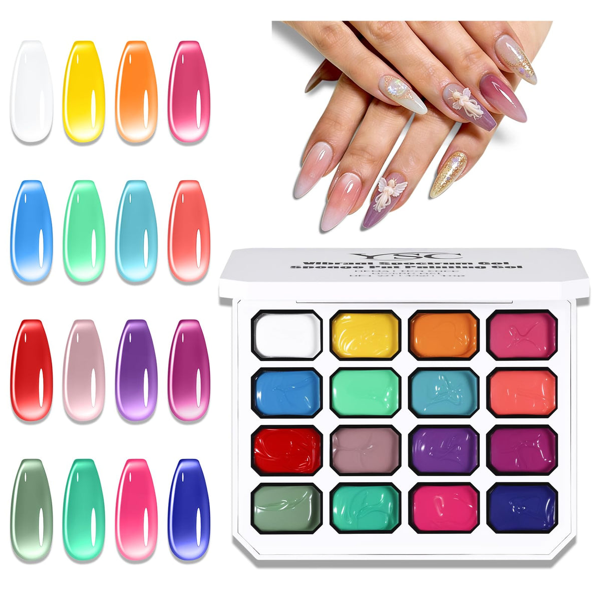 YSC front packaging showing 16 colors and easy gel benefits