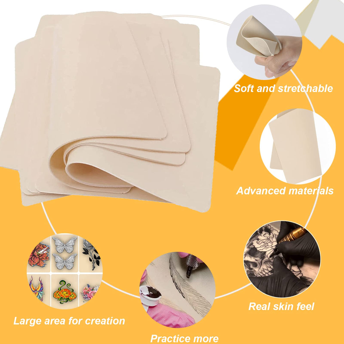 Yuelong practice skin wrapped on forearm to simulate curved surfaces