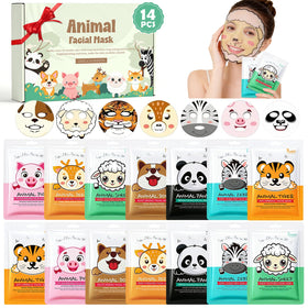 YUEONEWIN front packaging showing all 14 animal masks and cheerful gift appeal