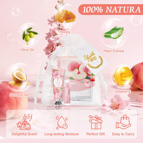 YUEONEWIN hand cream tube label visible to show nourishing ingredients and quick absorption