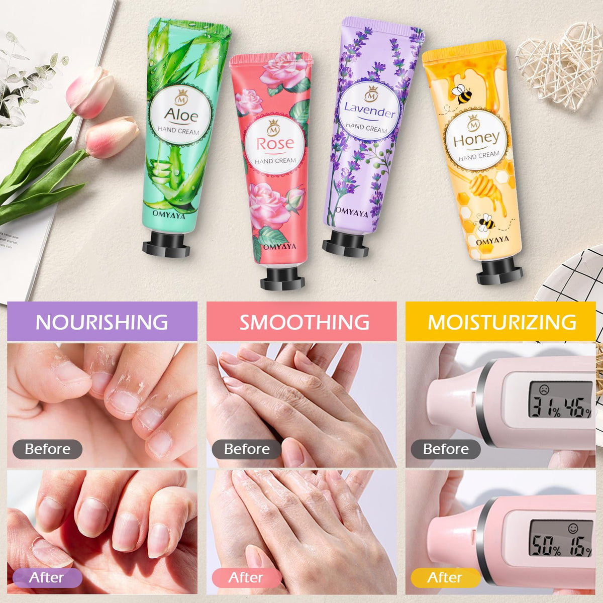 YUEONEWIN ingredient label closeup showing plant-based moisturizers