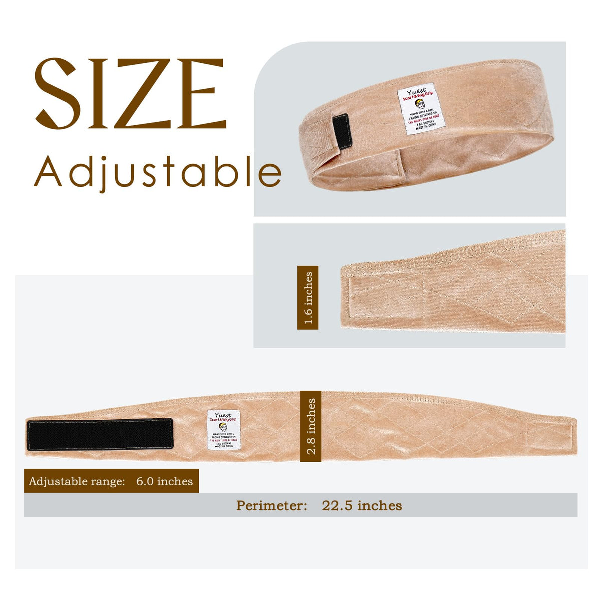 Yuest specialized Velcro strip close-up that grips wig caps without tangling hair
