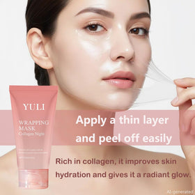 YULI mask applied on cheek close-up demonstrating breathable film layer
