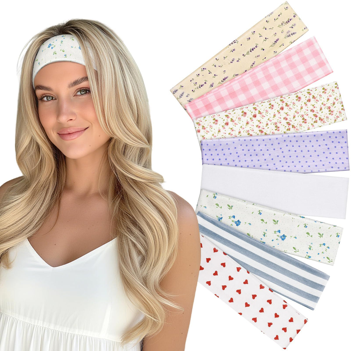 Yunaking front packaging showing eight headbands and pouch, perfect gift presentation