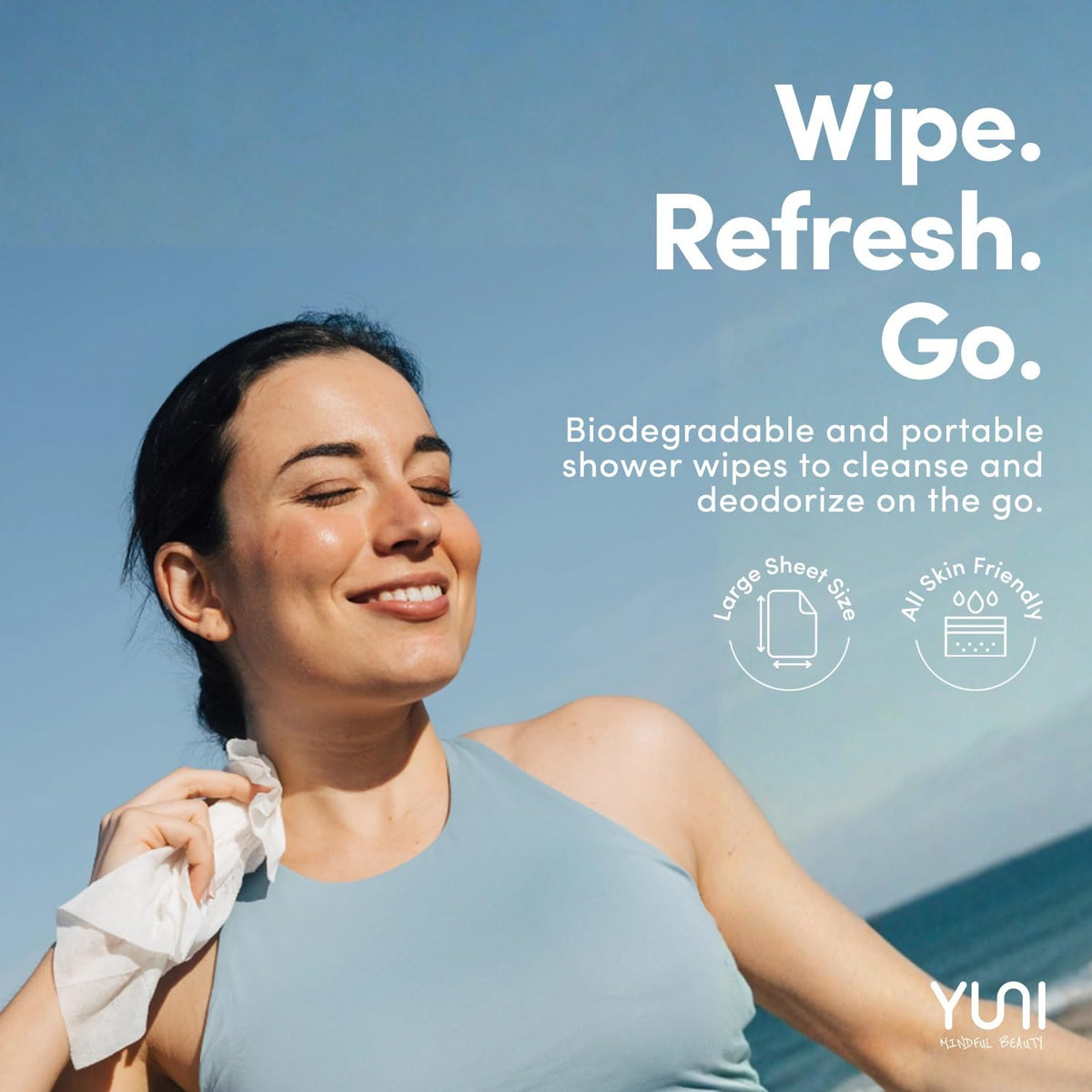YUNI Beauty single unwrapped sheet full size, delivers full-body cleansing