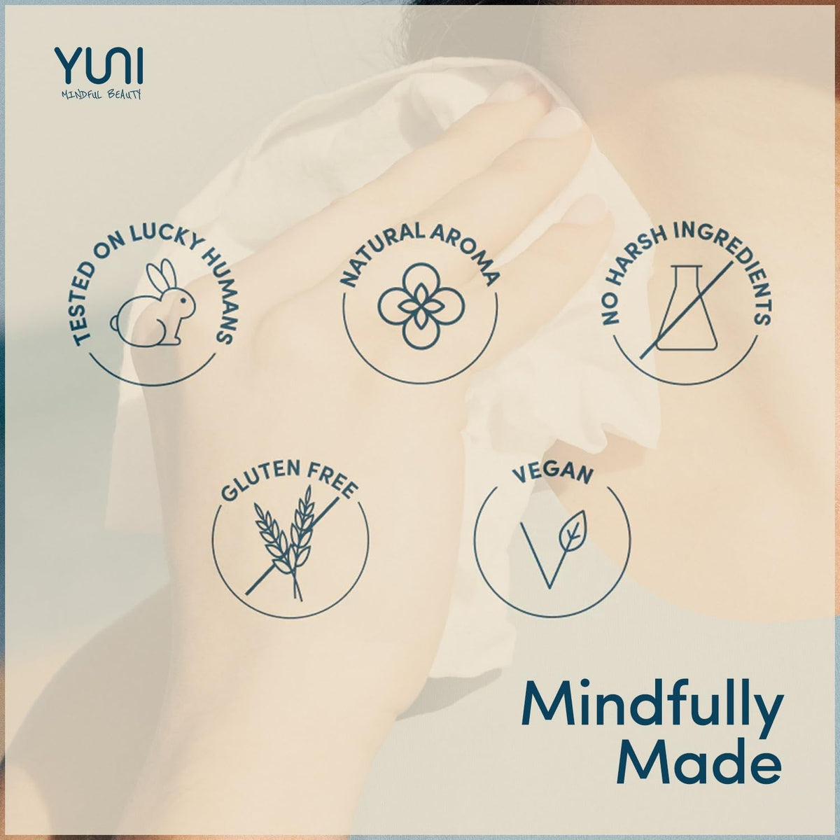 YUNI Beauty travel scene with wipes in suitcase, offers on-the-go convenience