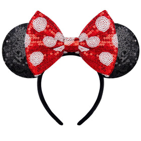 YUNISS front view showing white dot red bow and sparkly ears for festive look