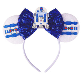 YUNISS front view showing glitter mouse ears and bow for instant costume charm