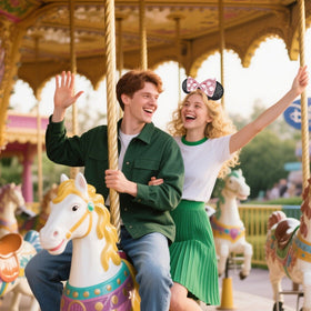 YUNISS headband in theme-park setting, photo-ready all-day comfort
