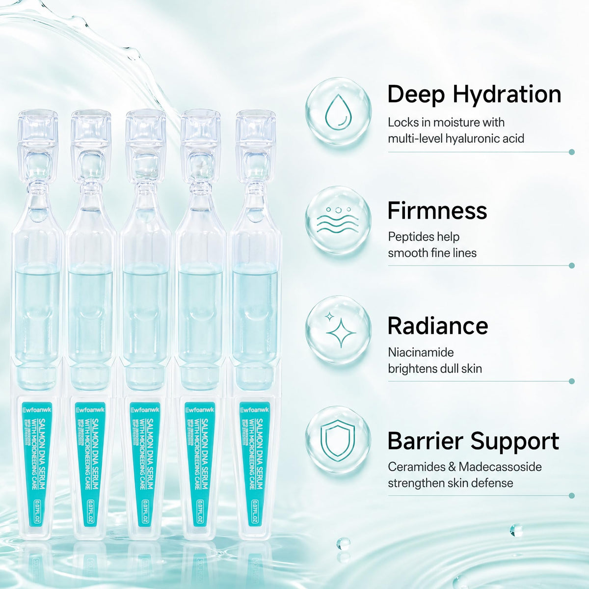 YUOJUNES ingredient label showing peptides and salmon DNA for targeted anti‑aging support