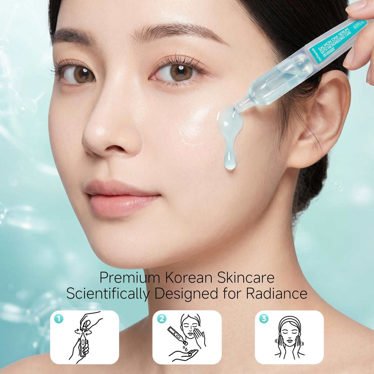 YUOJUNES lifestyle bathroom setup with ampoules and skincare tools for routine convenience