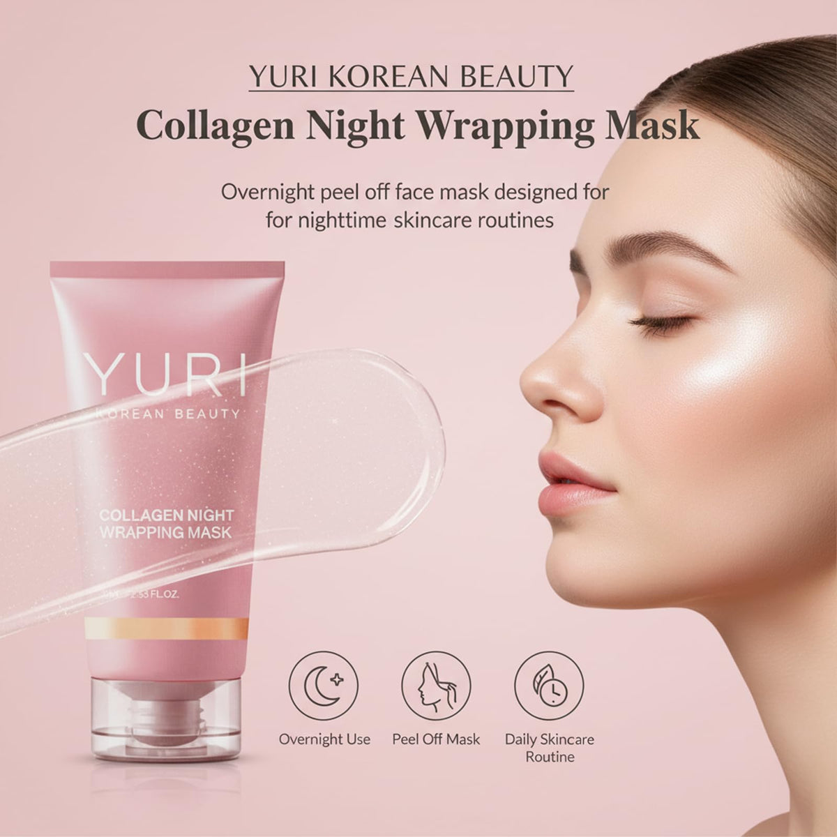 YURI BEAUTY spatula applying mask on cheek for even coverage benefit