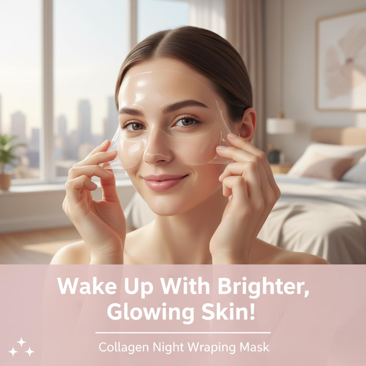 YURI BEAUTY bedside lifestyle scene promoting restful skincare ritual