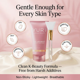 YURI GLOW ingredient visual highlighting hydrolyzed collagen to support firmer-looking skin