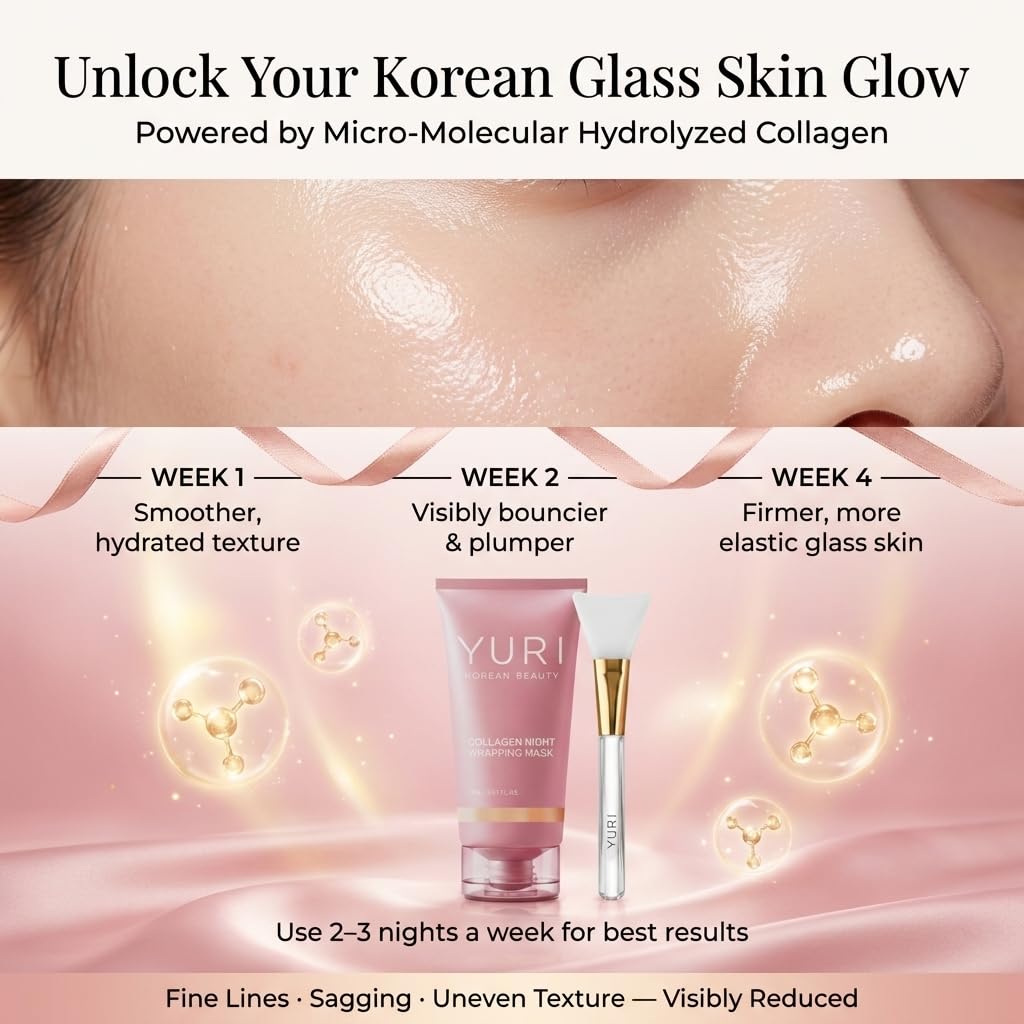YURI GLOW mask applied on face overnight illustrating breathable wrap and comfortable wear