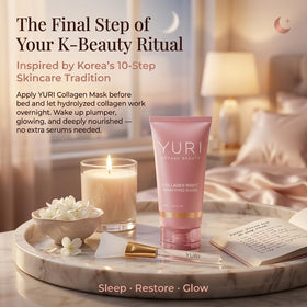 YURI GLOW mask texture close-up demonstrating smooth, lightweight film for even application
