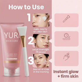 Yuri Skincare on a bathroom shelf suggesting nightly self-care routine