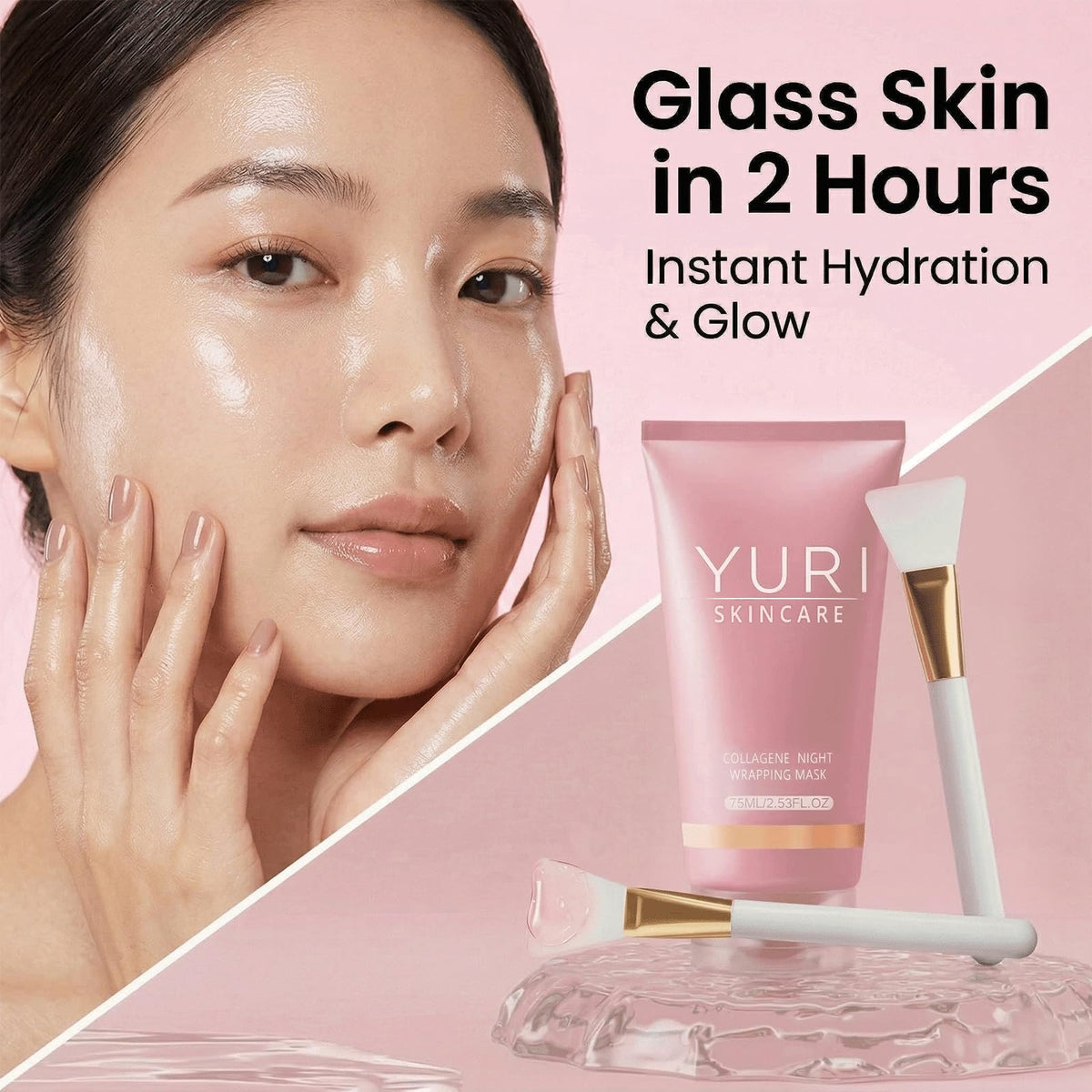 Yuri Skincare peeled-off film in morning demonstrating easy removal