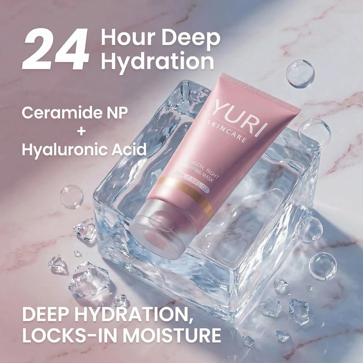 Yuri Skincare single pouch next to a coin for size and portability