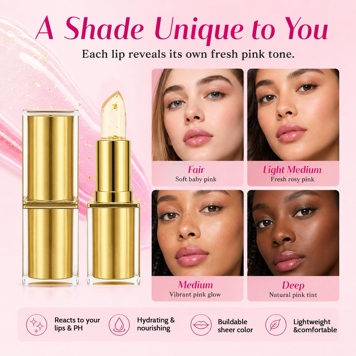 Yurisphere applied on lips lifestyle shot boosting natural lip color