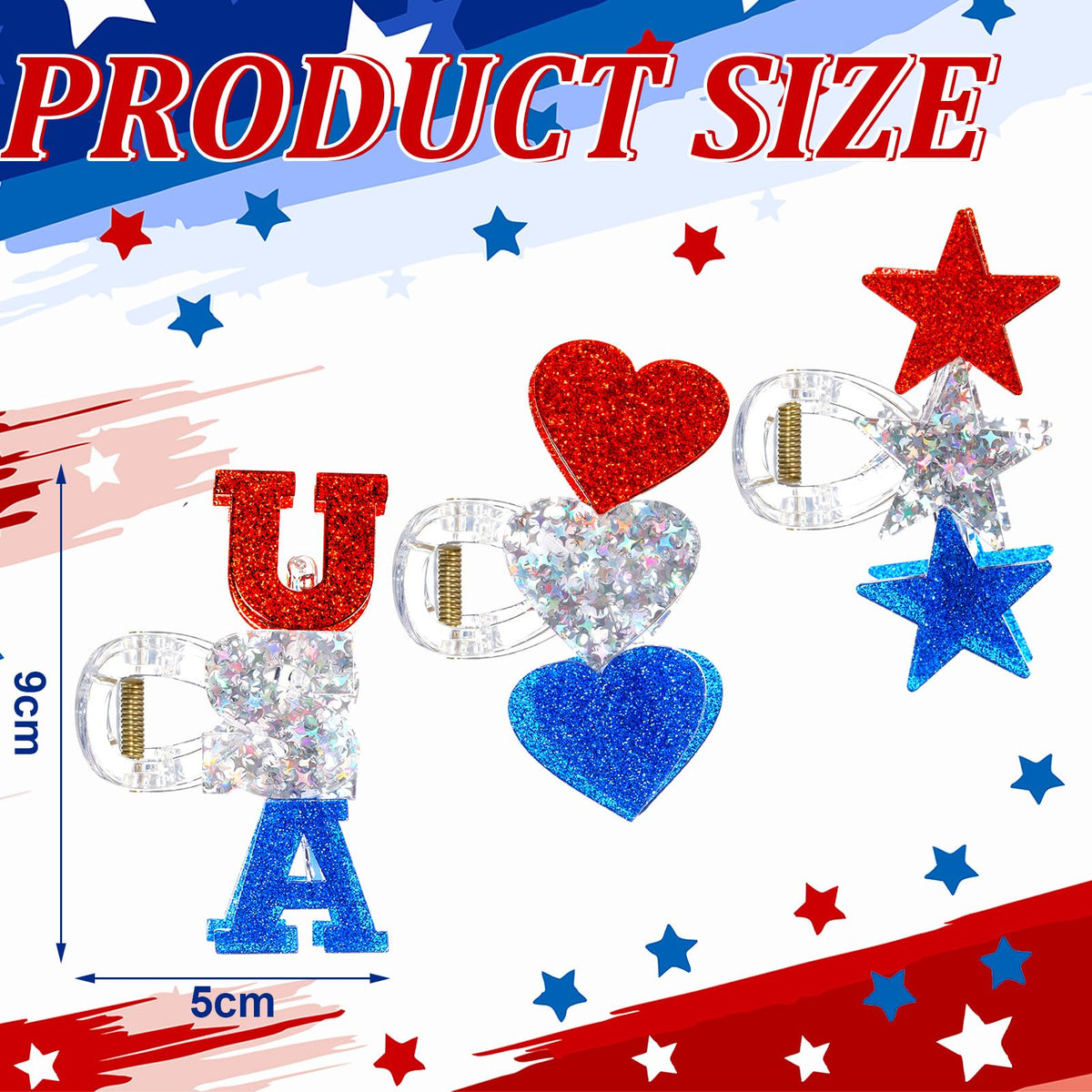 Yuxung heart-shaped patriotic clip top view, stylish red white blue accent