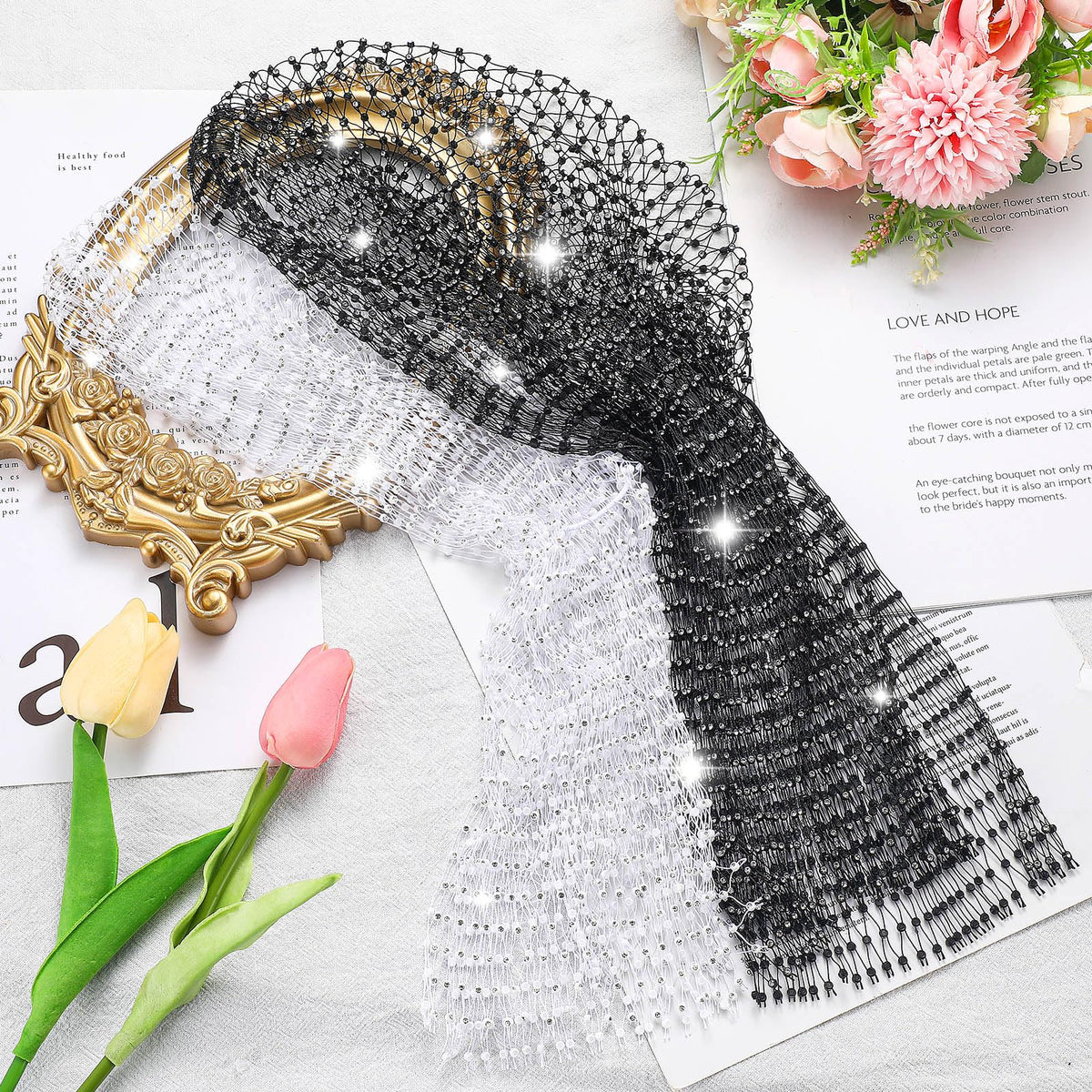 Yuxung white headscarf flat lay showing color choice for bright or retro styles