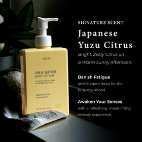 YUZU lotion texture swirl demonstrating lightweight, fast-absorbing finish