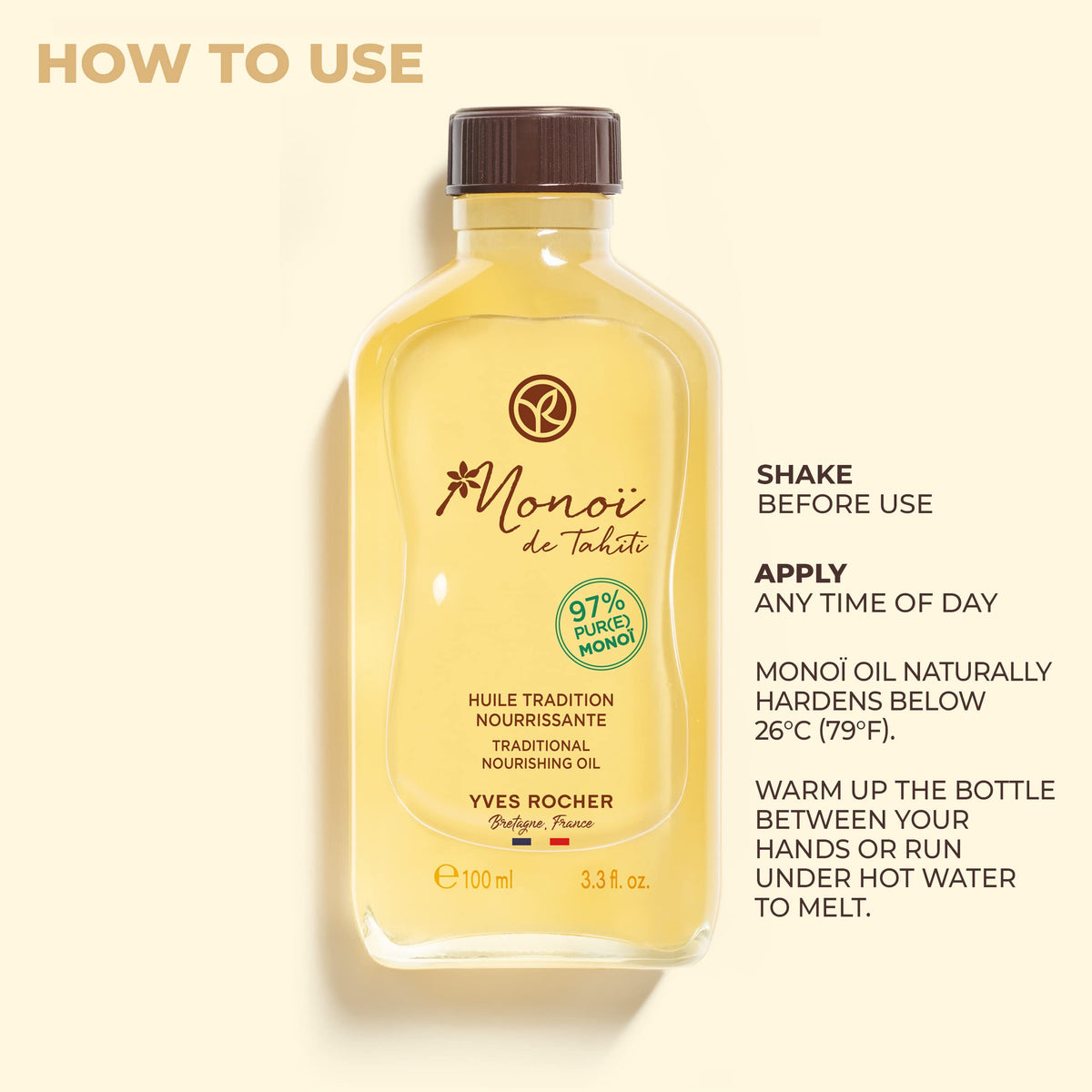 Yves Rocher shimmer visible on forearm enhancing natural radiance