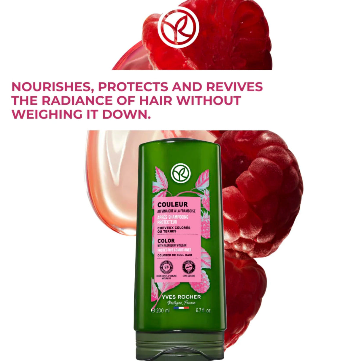 Yves Rocher products styled in bathroom lifestyle scene demonstrating daily color-care routine