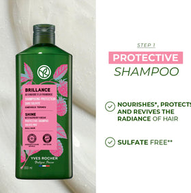 Yves Rocher milk-gel shampoo texture close-up showing lightweight lather for gentle cleansing