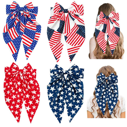 YWAOAIJD front view of four red white blue bows showing festive set and visibility