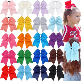 Yxiang front view displaying 20 colorful cheer bows and elastic bands for easy selection