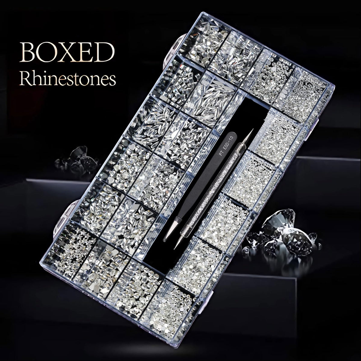 Yzzseven close-up of faceted K9 glass diamond bead showing bright sparkle