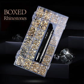 Yzzseven flatback rhinestones detailed view showing varied sizes for precise fill and accent work