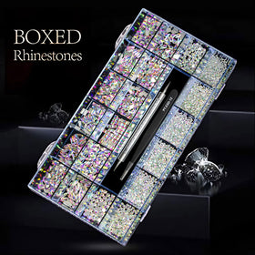Yzzseven detailed view of mixed flatback rhinestones for diverse craft accents