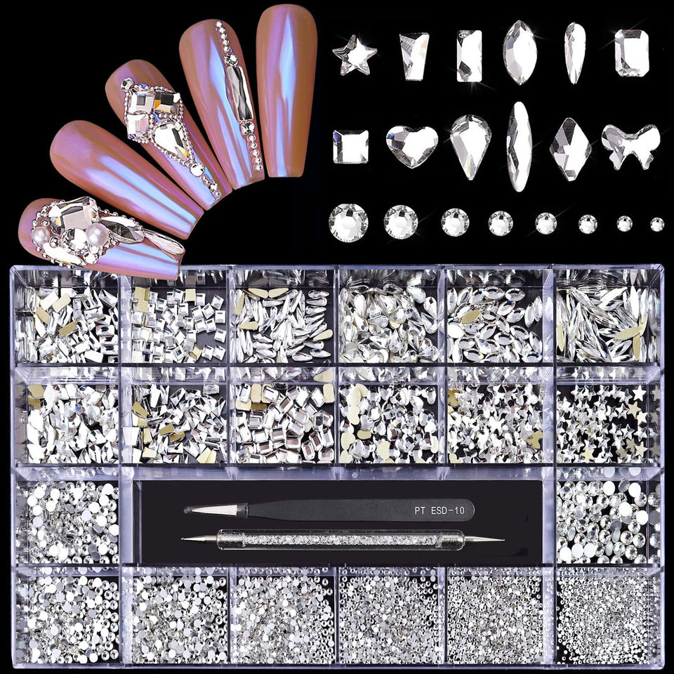 Yzzseven front box view showing organized rhinestone set and included tools