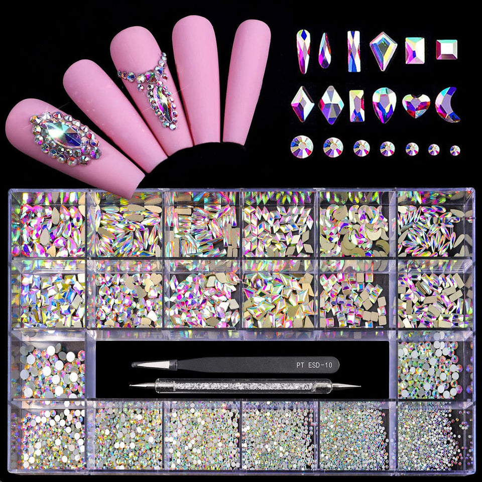 Yzzseven front packaging showing full rhinestone set and tools for organized storage