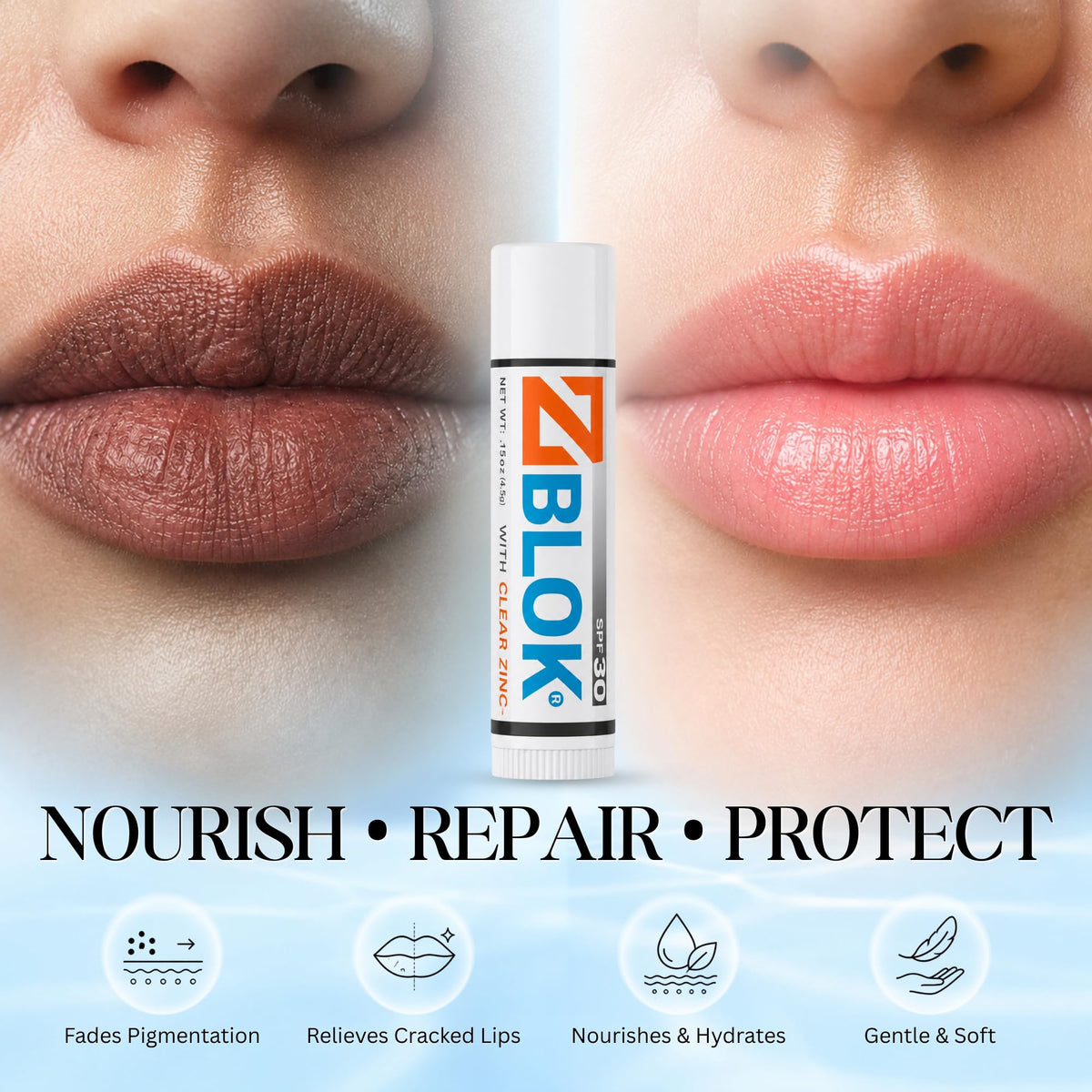Z Blok open cap revealing balm stick consistency and application
